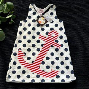 Halabaloo Girls White | Navy | Red Anchor Dress Size 4T NWT